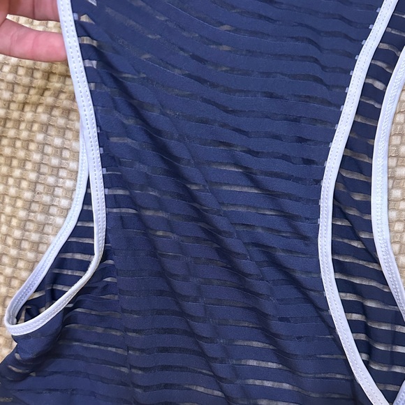 Pistol Pete Blue Mesh Striped hooded sleeveless singlet. - Picture 5 of 5